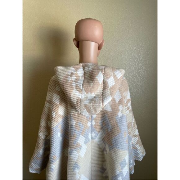 Peter Pilotto Geometric Ottoman Cape Shawl Wool Angora Hooded Women’s One Size - Picture 10 of 13